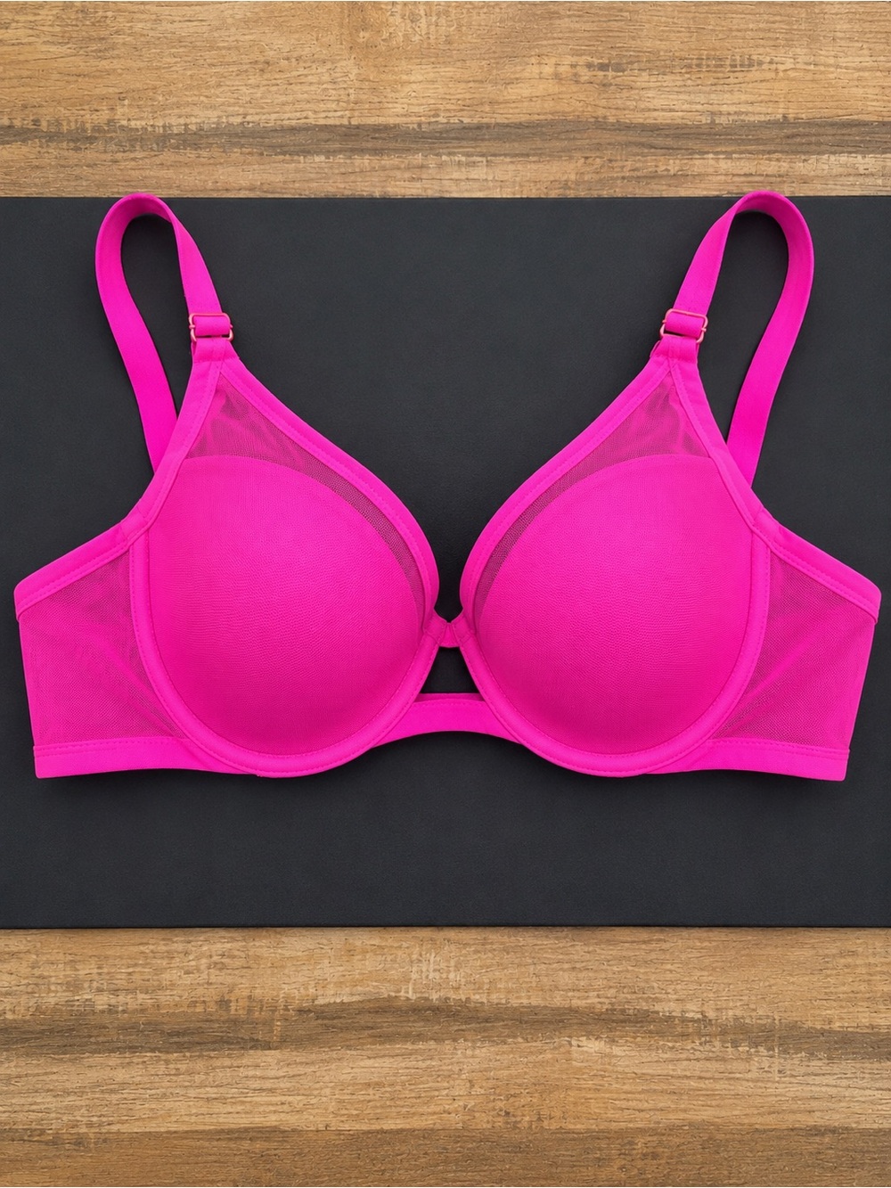 Smart & Sexy Mesh Plunge Bra in the vibrant Electric Pink 36DDD.